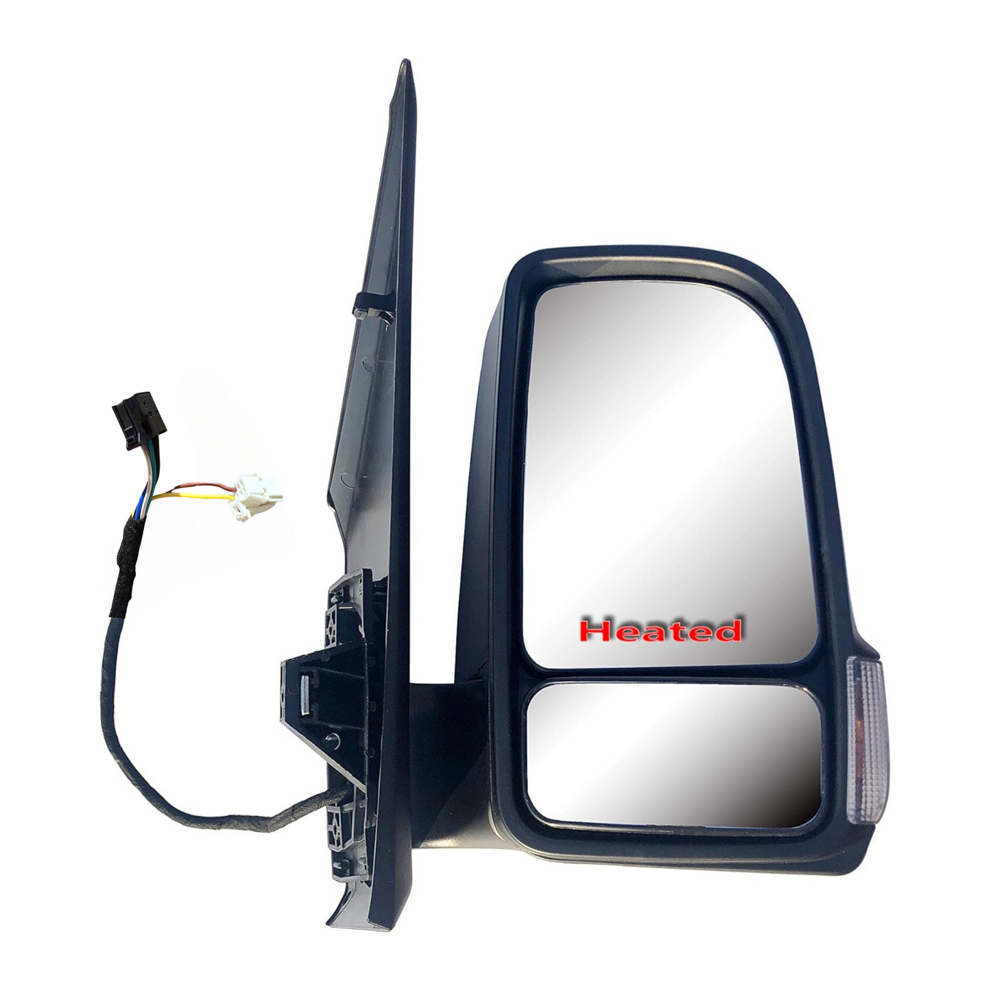 Mercedes Sprinter W907 Right Complete Heated Mirror High quality replacement mirror specially designed for the right side of the 2019-2024 Mercedes Sprinter, featuring advanced heating technology to prevent fogging and icing